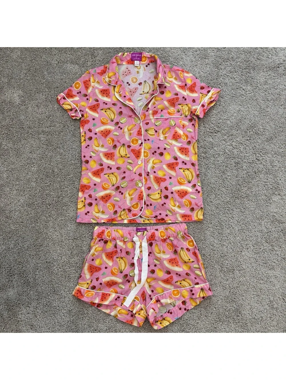 Edie Parker X J.Crew short-sleeve pajama set in fruit punch 100% cotton Size XXS
